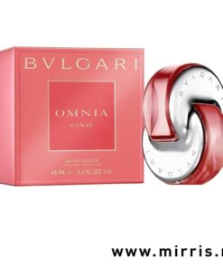 Crvena kutija i boca originalnog parfema Bvlgari Omnia Coral
