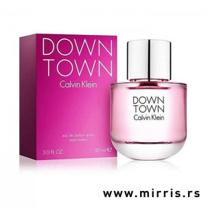 Kutija ljubičaste boje i bočica originalnog parfema Calvin Klein Downtown