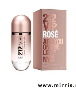 Roze boca parfema Carolina Herrera 212 VIP Rose pored originalne kutije