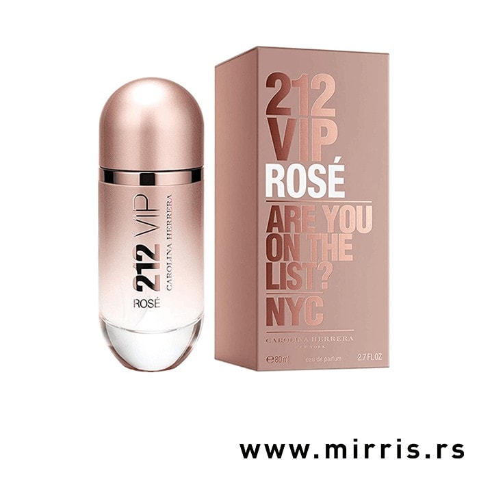 Roze boca parfema Carolina Herrera 212 VIP Rose pored originalne kutije