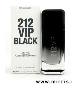Bela kutija i bočica testera Carolina Herrera 212 Vip Men Black