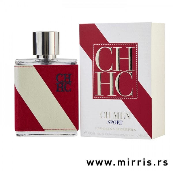 Bočica originalnog parfema Carolina Herrera CH Men Sport i crveno bela kutija