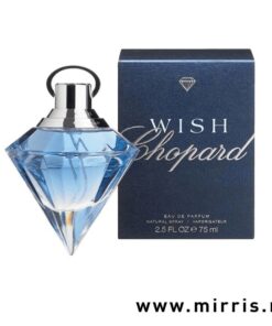 Svetlo plava boca parfema Chopard Wish i original kutija