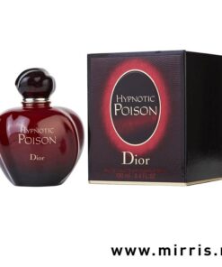 Crvena boca parfema Dior Hypnotic Poison pored originalne kutije