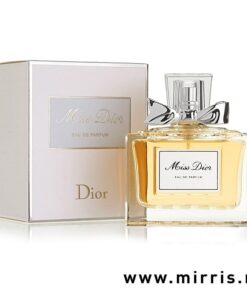 Boca parfema Dior Miss Dior pored kutije bele boje