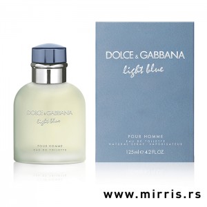 Boca originalnog parfema Dolce & Gabbana Light Blue Pour Homme i kutija plave boje