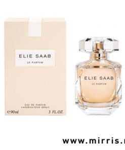 Bočica originalnog parfema Elie Saab Le Parfum pored roze kutije
