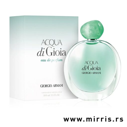 Bočica parfema Giorgio Armani Acqua Di Gioia pored originalne kutije