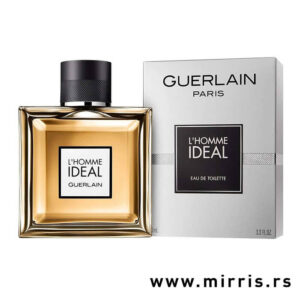 Bočica parfema Guerlain L’Homme Ideal i kutija sive boje