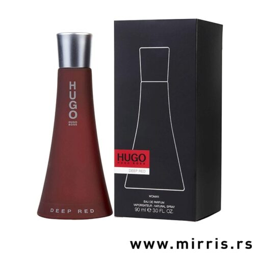 Boca parfema Hugo Boss Deep Red i originalna kutija crne boje