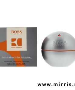 Okrugla bočica parfema Hugo Boss In Motion i njegova kutija
