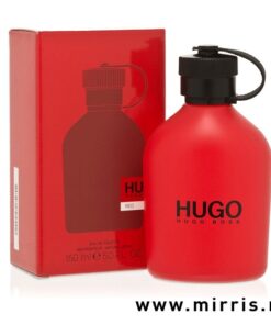 Crvena kutija pored boce originalnog parfema Hugo Boss Red