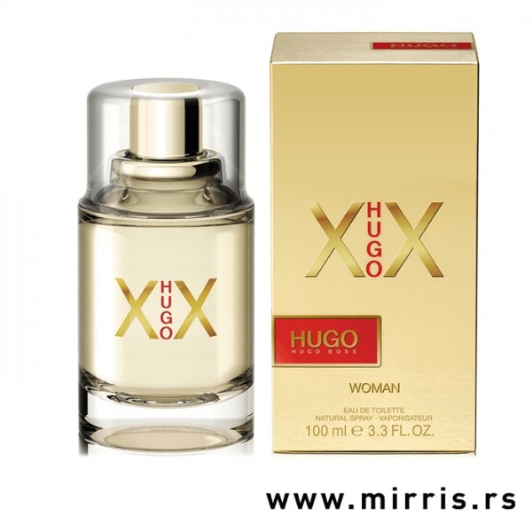 Boca parfema Hugo Boss XX i originalna kutija zlatne boje