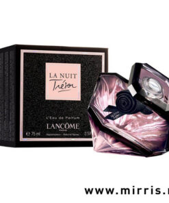 Bočica parfema Lancome La Nuit Tresor pored originalne kutije