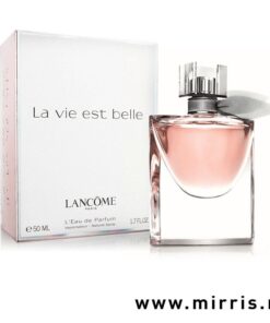Roze bočica parfema Lancome La Vie Est Belle i bela kutija