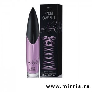 Flašica originalnog mirisa Naomi Campbell At Night pored kutije crne boje