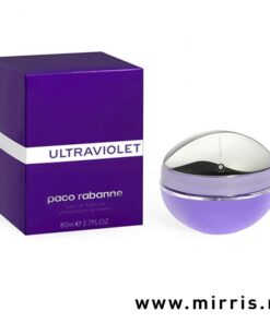 Bočica originalnog mirisa Paco Rabanne Ultraviolet pored ljubičaste kutije