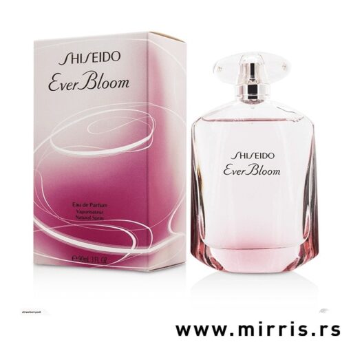 Roze bočica parfema Shiseido Ever Bloom i originalna kutija