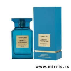 Plava boca parfema Tom Ford Neroli Portofino pored kutije plave boje