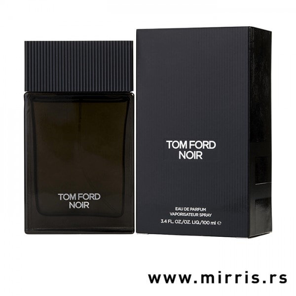 Crna boca parfema Tom Ford Noir pored crne kutije
