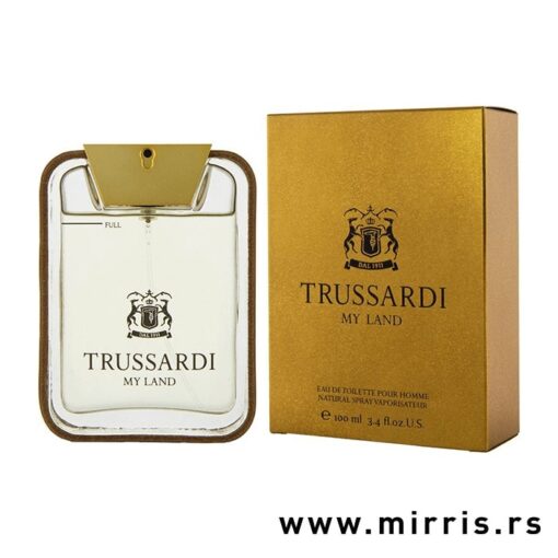Originalna bočica parfema Trussardi My Land i kutija zlatne boje