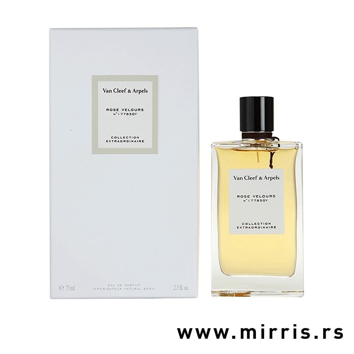 Boca originalnog parfema Van Cleef & Arpels Rose Velours pored bele kutije