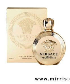 Boca parfema Versace Eros Pour Femme pored zlatne kutije