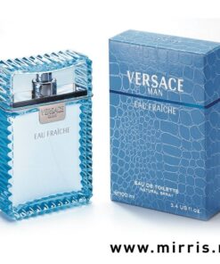 Plava boca parfema Versace Man Eau Fraiche i kutija plave boje