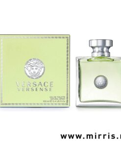 Originalna bočica mirisa Versace Versense pored zelene kutije