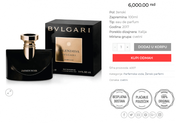 Drugi korak u naručivanju parfema sa sajta