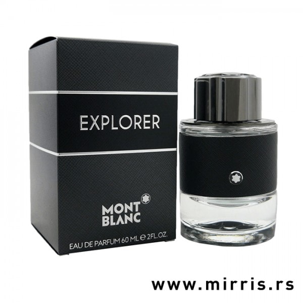 Crna kutija pored boce originalnog parfema Montblanc Explorer