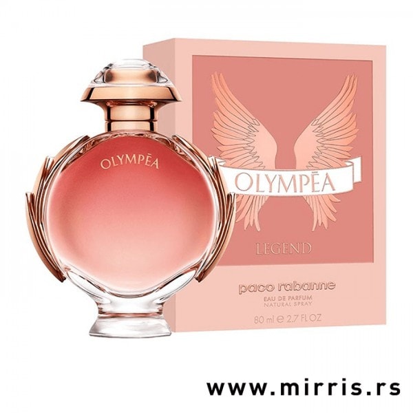 Roze boca parfema Paco Rabanne Olympea Legend pored roze kutije