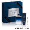 Gel za posle brijanja i bočice parfema Jimmy Choo Man Blue od 100ml i 75ml pored kutije plave boje