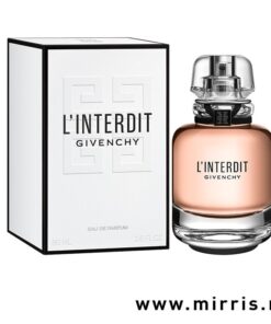 Bočica Givenchy l'interdit parfema pored bele kutije