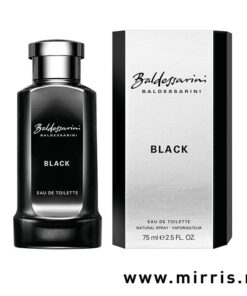 Crna boca parfema Baldessarini Black i kutija sive boje