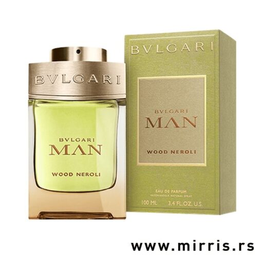 Boca parfema Bvlgari Man Wood Neroli i kutija zelene boje