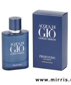 Bočica muškog parfema Giorgio Armani Acqua Di Gio Profondo pored plave kutije