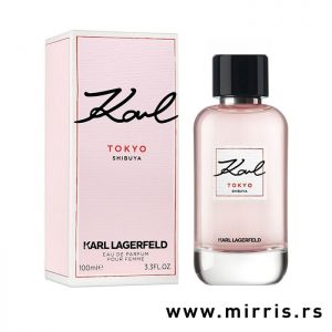 Bočica parfema Karl Lagerfeld Tokyo pored roze kutije
