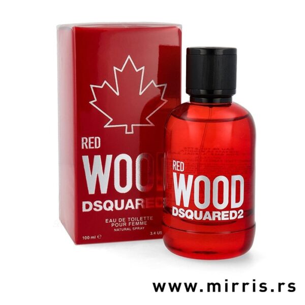 Bočica ženskog parfema DSQUARED² Red Wood i kutija crvene boje
