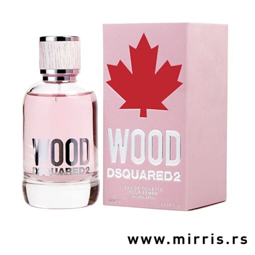 Bočica ženskog parfema DSQUARED² Wood For Her i kutija roze boje