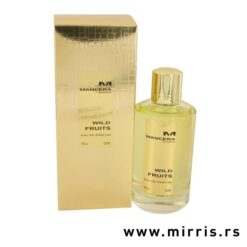 Bočica parfema Mancera Wild Fruits i kutija zlatne boje