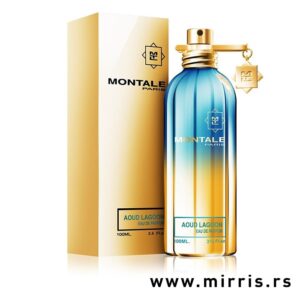 Bočica parfema Montale Aoud Lagoon i kutija zlatne boje