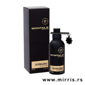 Bočica parfema Montale Oudmazing pored crne kutije