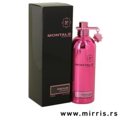 Bočica ženskog parfema Montale Rose Elixir pored crne kutije