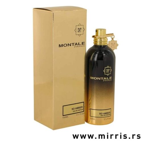 Bočica parfema Montale So Amber i kutija zlatne boje