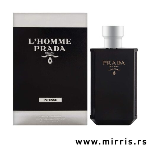 Boca muškog parfema Prada L'Homme Intense pored originalne kutije