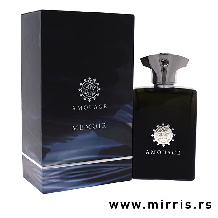 Boca parfema Amouage Memoir Man pored kutije crne boje