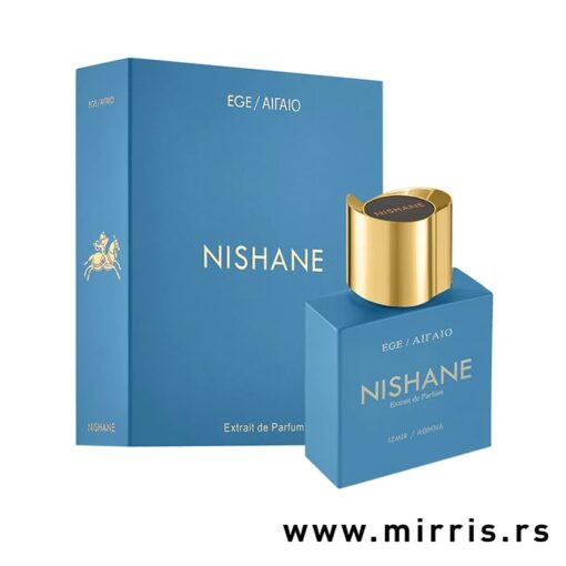 Bočica parfema Nishane Ege i kutija plave boje