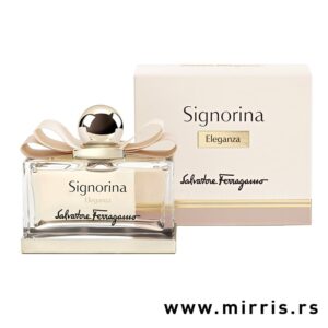 Bočica ženskog parfema Salvatore Ferragamo Signorina Eleganza i roze kutija