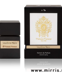 Bočica parfema Tiziana Terenzi Laudano Nero i njegova kutija